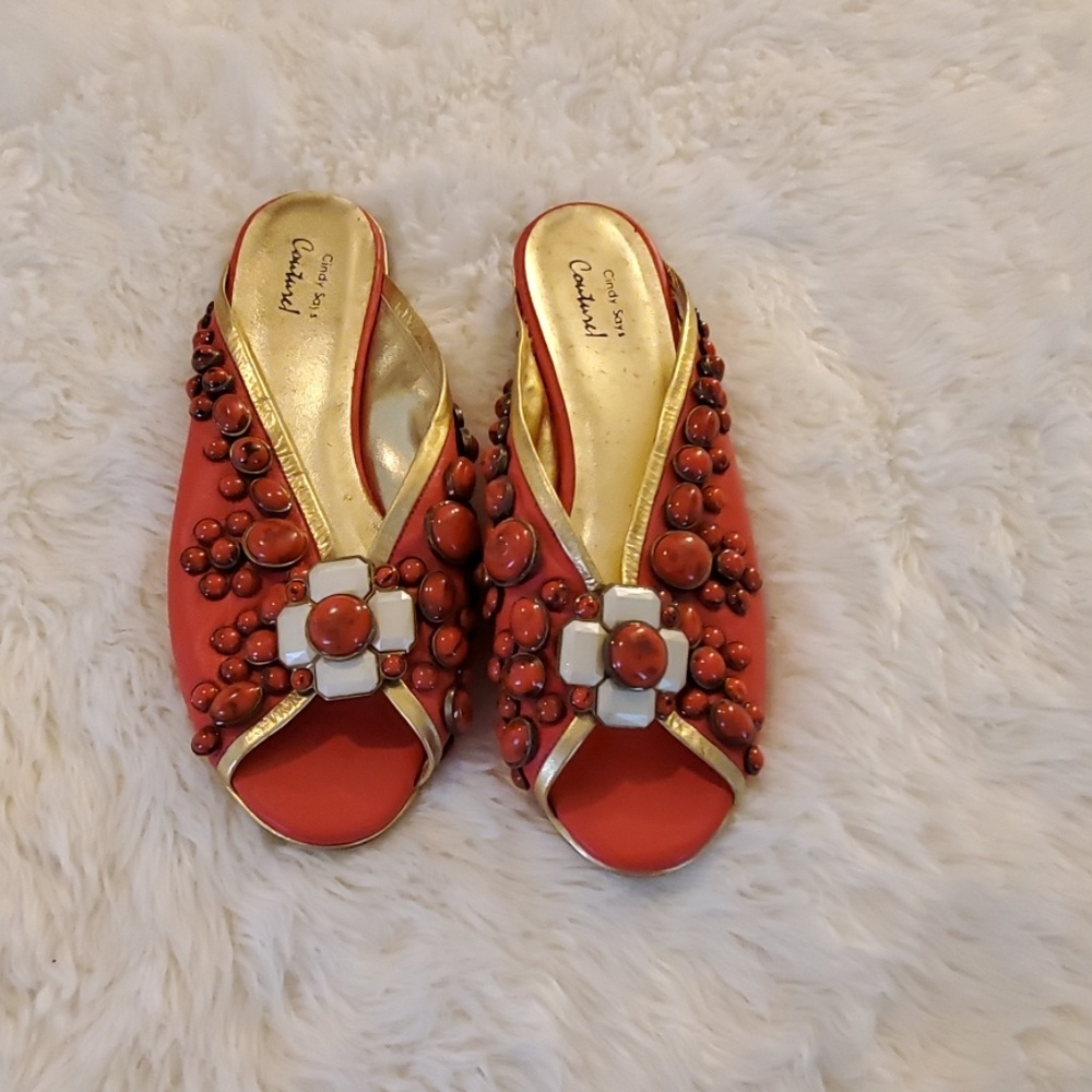 Cindy says couture leather EMBELLISHED sandals